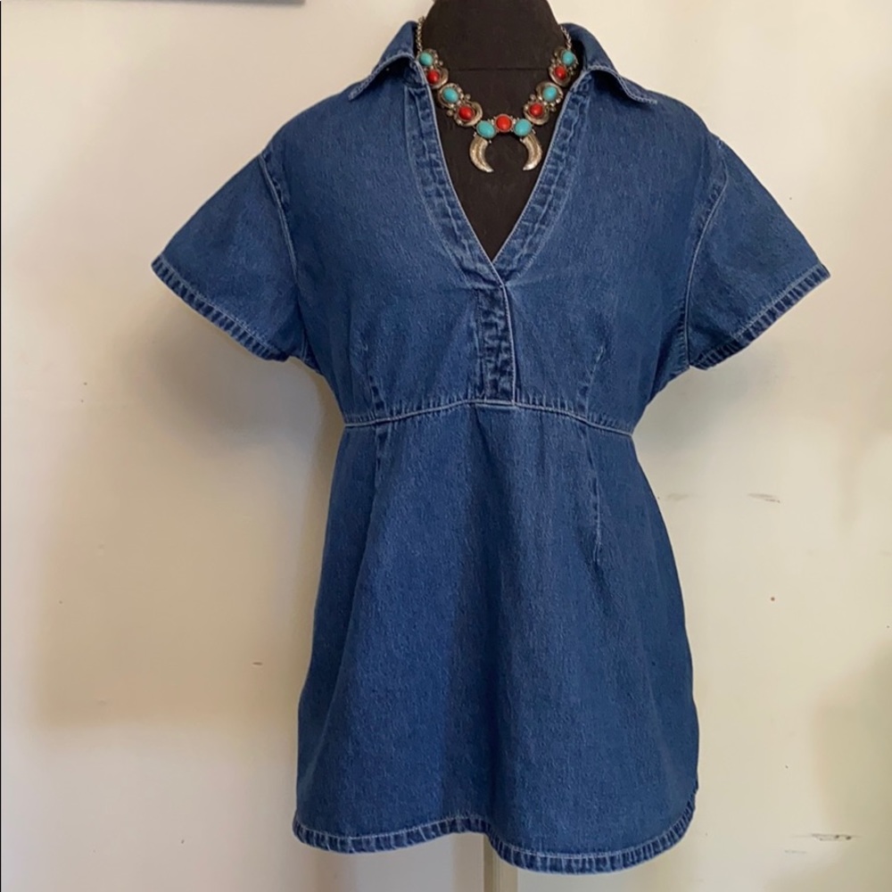 Maternity Announcements Denim Collard Blouse